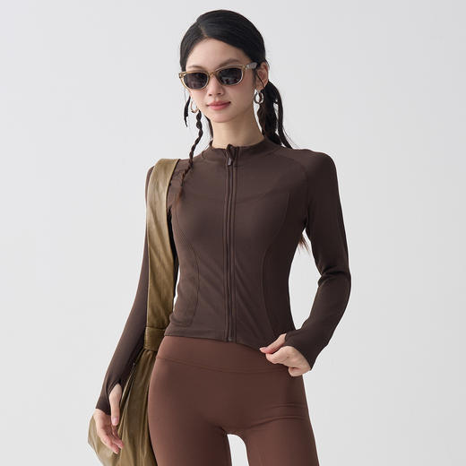 Gymicon能量符号 无缝一体织高弹修身瑜伽服外套小立领跑步羽毛球瑜伽长袖YAWT2526 商品图0