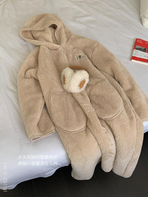 云朵暖暖袍～冬季温暖北极绒连帽睡袍 双面暖绒懒人宅家睡袍从头暖到脚 满满安全感 商品图6