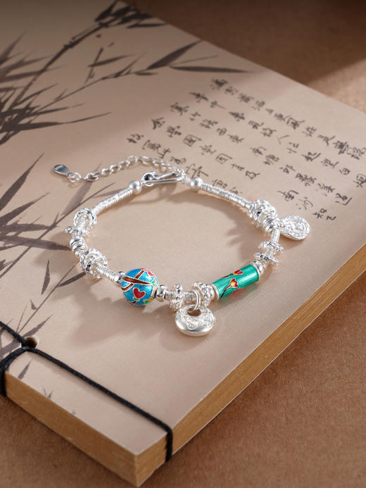 子佩集S925银【花信年华】手链【SL01018】纯银钱串腰缠万贯珐琅彩盘缠盘缠2504 商品图0