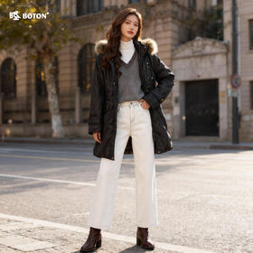 【第2件半价！尾货清仓不退换】波顿女士甩帽甩胆中长羽绒LJ627