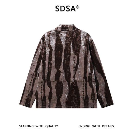 SDSA男士秋冬新款痞帅男装美式复古绒面半高领长袖T恤百搭街头 商品图4