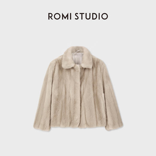 ROMISTUDIO“丹麦天鹅绒”顶奢水貂母皮正肩小翻领皮草 RWCWWG6741 商品图1