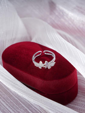 子佩集S925银【羡蝶】戒指【JL070873】纯银锆石白贝母蝴蝶2504