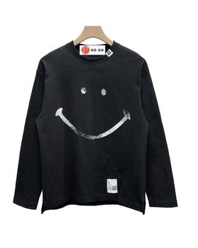 男款做旧印花长袖T恤he019