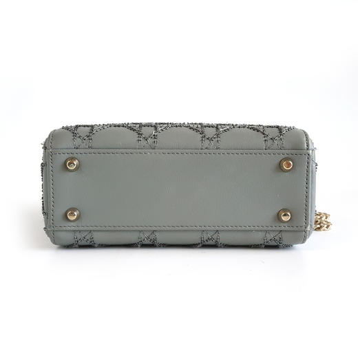 【95新】Dior迪奥LADY DIOR手袋灰色亮片刺绣三格戴妃手提单肩包女士101125NJT50 商品图5