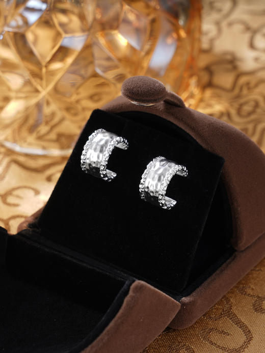 子佩集S925银【时光之灵】耳钉纯银【EZ-1719】原创2半环扣环耳圈2501 商品图2