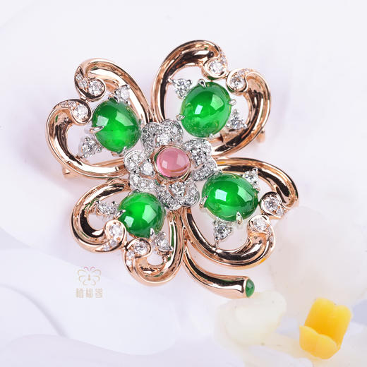 【幸运花开】翡翠镶钻胸针坠   XZ12310080 商品图1
