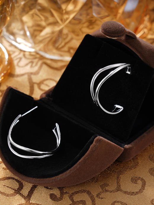 子佩集S925银【柔畔】耳钉纯银【AJ01023】原创2半环扣环耳圈2501 商品图3