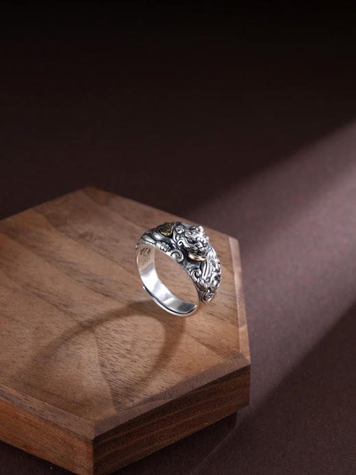 子佩集S925银【瑞兽风华】戒指【FJJZ001】纯银貔貅镀金仿古男士2504 商品图0