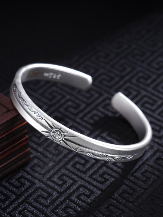 子佩集S999银【阳光倾城】手工银手镯原创设计纯银【55032262】2501 商品图0