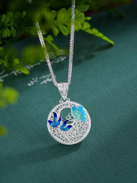 子佩集S990银【花蝶之恋】套链【MXTL032】纯银花丝珐琅彩项链2507