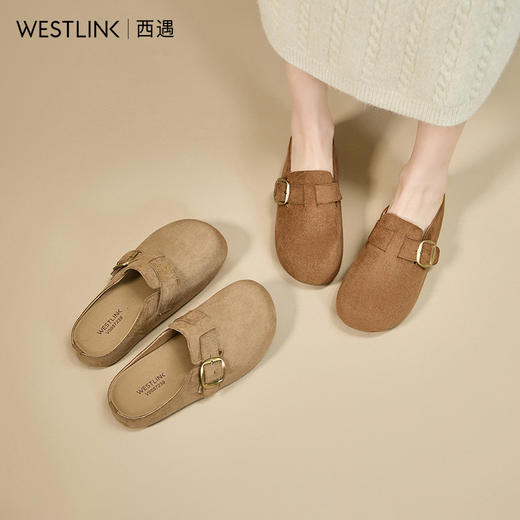 西遇勃肯鞋半拖女新款秋冬百搭圆头一脚蹬包头拖鞋博肯厚底鞋V0057239/V0057240 商品图0