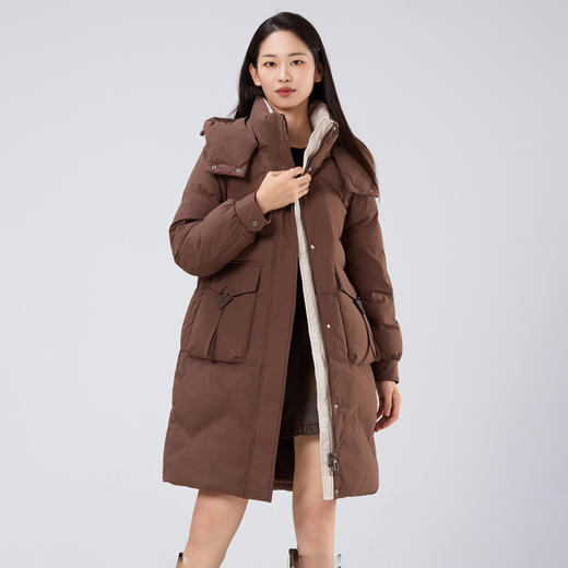 個调冬季新款女士中长款三防可脱卸帽廓形气质韩版羽绒服919 商品图3