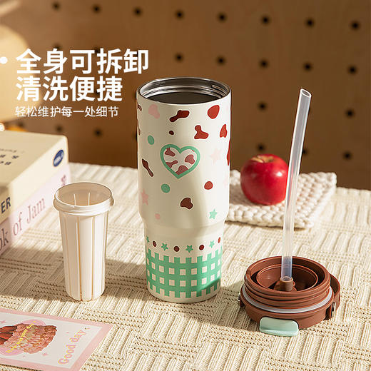 摩登主妇手提保温杯大容量2025新款女生便携吸管水杯咖啡杯冰霸杯 商品图3