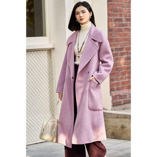 米思阳2025冬装新款欧美风一粒扣保暖双面呢大衣中长款羊毛外套女6354 商品图5