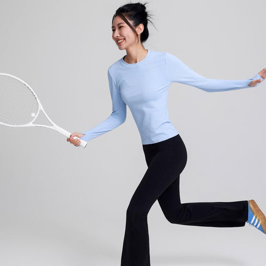 Gymicon能量符号 瑜伽服运动上衣女小细格修身圆领健身服跑步训练长袖YASY2528 商品图4