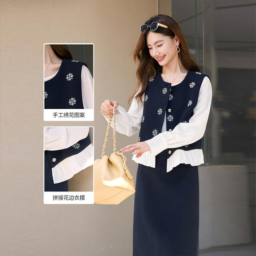 【11/19新品】熙世界轻民族风手工绣花马甲女2025秋冬新款外穿羊毛背心无袖上衣 商品图1