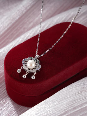 子佩集S925银珍珠套链纯银【XL040428】珍珠锁项链2501