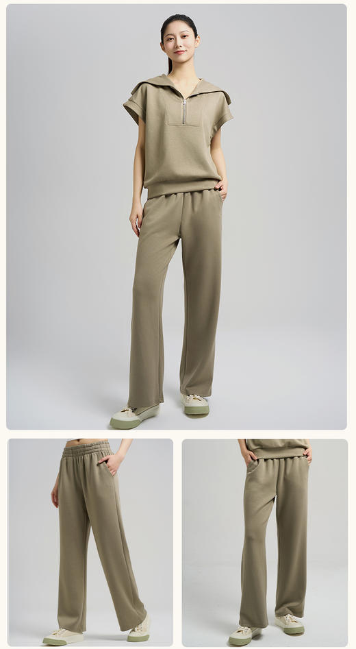 【sw速惟】云感速干高腰透气宽松垂感直筒裤S4SS6080 商品图3