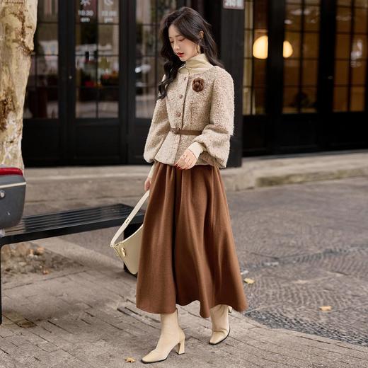 小香风显瘦气质名媛粗花呢，羽绒外套毛呢半身裙套装HR-ZYQF19 商品图2