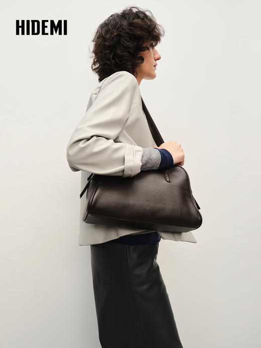 HIDEMI 大秀款城市波士顿系列进口西班牙荔枝皮长肩带大容量极简单肩包 商品图12