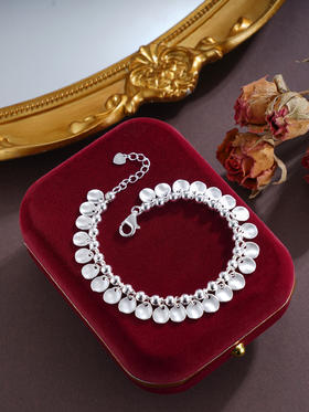 子佩集S925银【清波荡漾】手链【SL819】纯银磨砂圆片2504