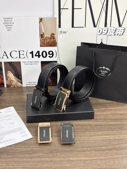 男士双扣腰带自动扣纯牛皮腰带 商品图2