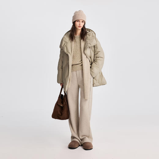 棉仓367615011-【90白鹅绒】菱形格廓型连帽羽绒服女25秋冬一手长短款外套 商品图2