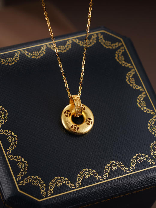 子佩集S925银【再续钱缘】项链纯银【AE00302】原创2镀金平安扣2501 商品图2