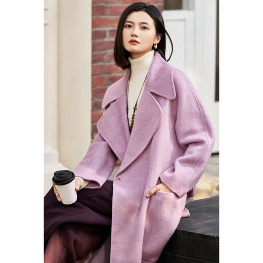 米思阳2025冬装新款欧美风一粒扣保暖双面呢大衣中长款羊毛外套女6354 商品图1