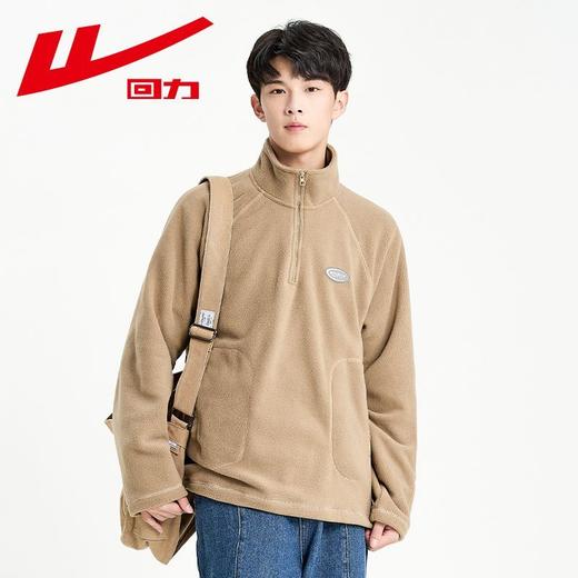 回力抓绒男女摇粒绒外套半开衫拉链卫衣春季上衣情侣美式保暖外套 商品图5