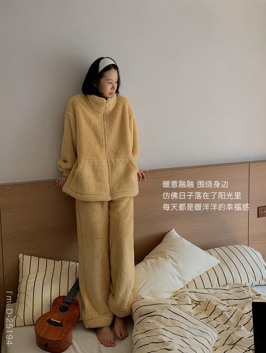 暖暖过冬~冬季情侣家居服两件套 380g加厚加密北极绒蓄热保暖可外穿保暖睡衣女 商品图3