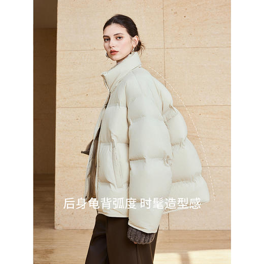 棉仓366615003-【黑标】90白鹅绒立领短款羽绒服女25秋冬宽松龟背设计感外套 商品图2