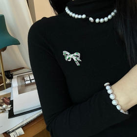 甄珠贝 淡水巴洛克9-11mm ji光皱皮 纽扣珠约14mm 项链+手链套装 项链总长约46cm 手链16cm一下手围可戴