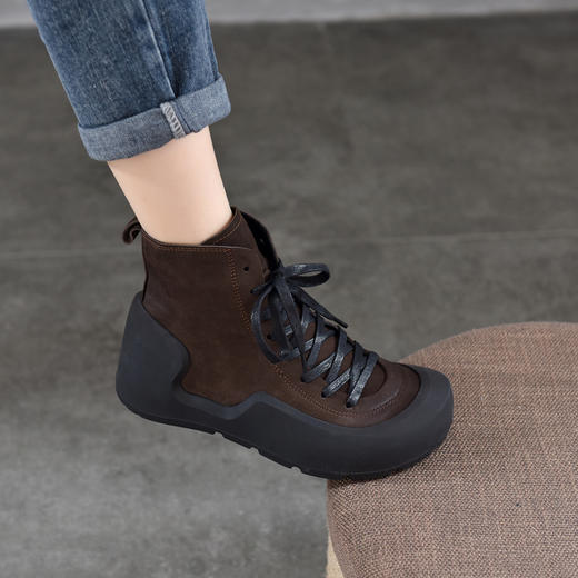 T818-08真皮短靴复古马丁靴 头层牛皮包头休闲女靴 商品图3