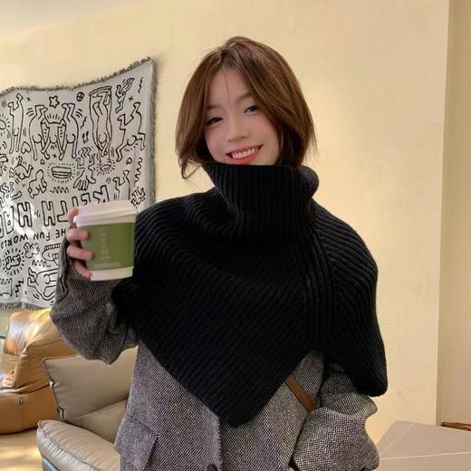 【 秋冬氛围❗️气质披肩】女秋冬季外搭保暖套头围脖 高领针织搭肩韩版洋气开叉围巾斗篷 商品图5