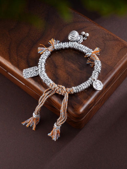 子佩集S925银【迎吉纳福】手链【SL01044】纯银钱串腰缠万贯大吉盘缠盘缠2504 商品图0