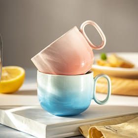 摩登主妇马克杯渐变创意陶瓷喝水杯女家用大容量杯子早餐杯咖啡杯
