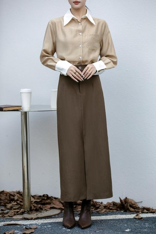 ESTELLICA 气质翻领拼接撞色长袖衬衫 21486 商品图6