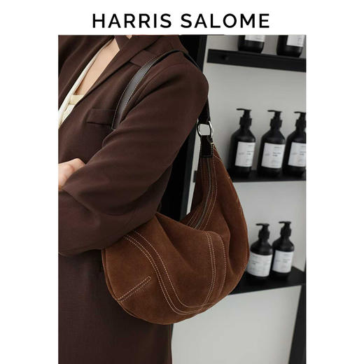 【秋冬通勤，磨砂牛皮包】Harris Salome磨砂牛皮通勤休闲单肩斜挎包简约时尚百搭 商品图1