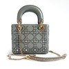 【95新】Dior迪奥LADY DIOR手袋灰色亮片刺绣三格戴妃手提单肩包女士101125NJT50 商品缩略图4
