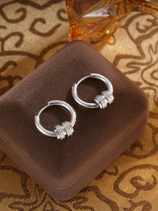 子佩集S925银【温柔晚晚】耳环【EZ-1587】纯银原创2扣环圆环2502 商品图0