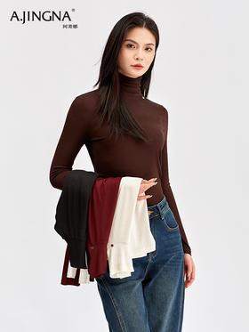 【百搭神器】阿菁娜秋冬山羊绒自发热肌底堆堆领打底衫F30D301011
