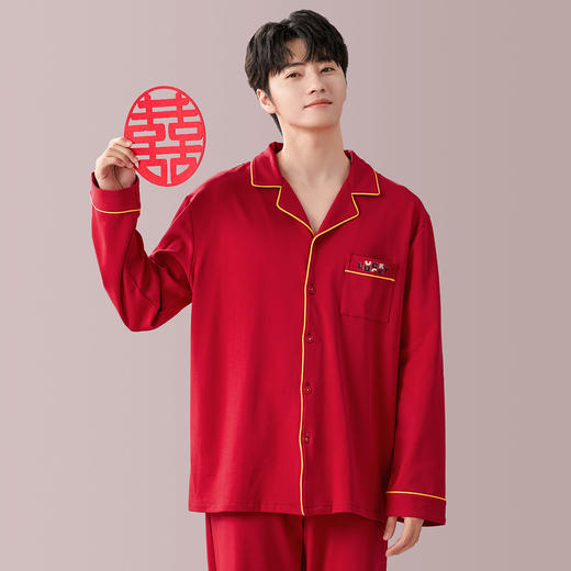 J1-【100%纯棉】男款空调房结婚必备运势加倍鸿运家居服     琴瑟之好/龙门精神 商品图1