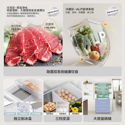 【双系统】海尔小红花549L法式多开门大容量制冰风冷无霜家用冰箱BCD-549WGHFDC9WFU1 549L肤感白 商品图2