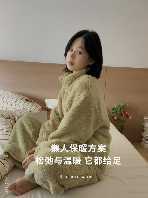 暖暖过冬~冬季情侣家居服两件套 380g加厚加密北极绒蓄热保暖可外穿保暖睡衣女 商品图0