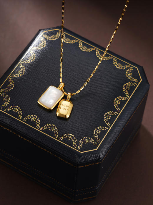 子佩集S925银【幸运缘】项链纯银【AE00023】原创2镀金白贝母2501 商品图1