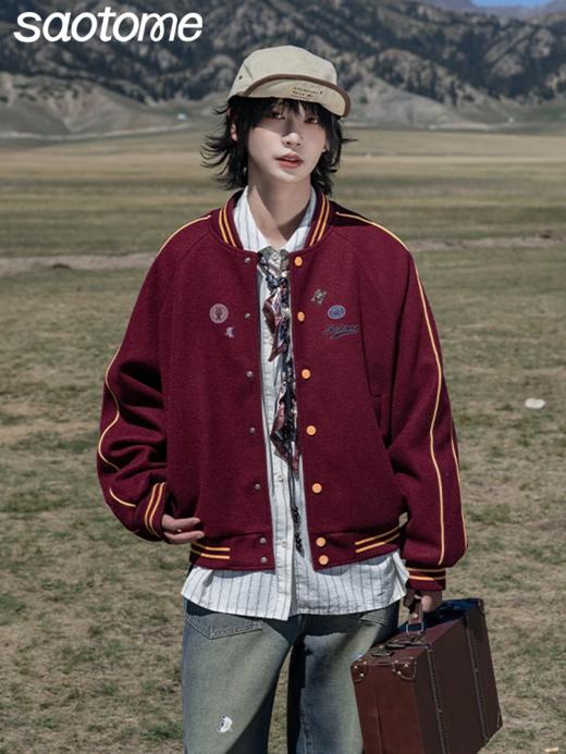 早乙女惠子saotome/STMWT14965/彩色毛呢贴画棒球服 商品图0