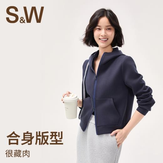 【sw速惟】连帽卫衣外套女秋冬灰色短款拉链帽衫1484 商品图4