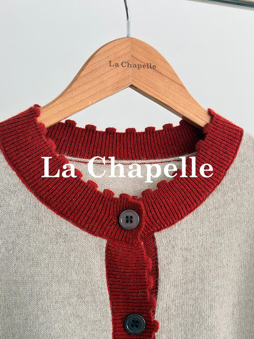 专柜实拍【兔毛/绵羊毛】拉夏贝尔/La Chapelle高级撞色双口袋排扣针织开衫慵懒软糯气质感 商品图8